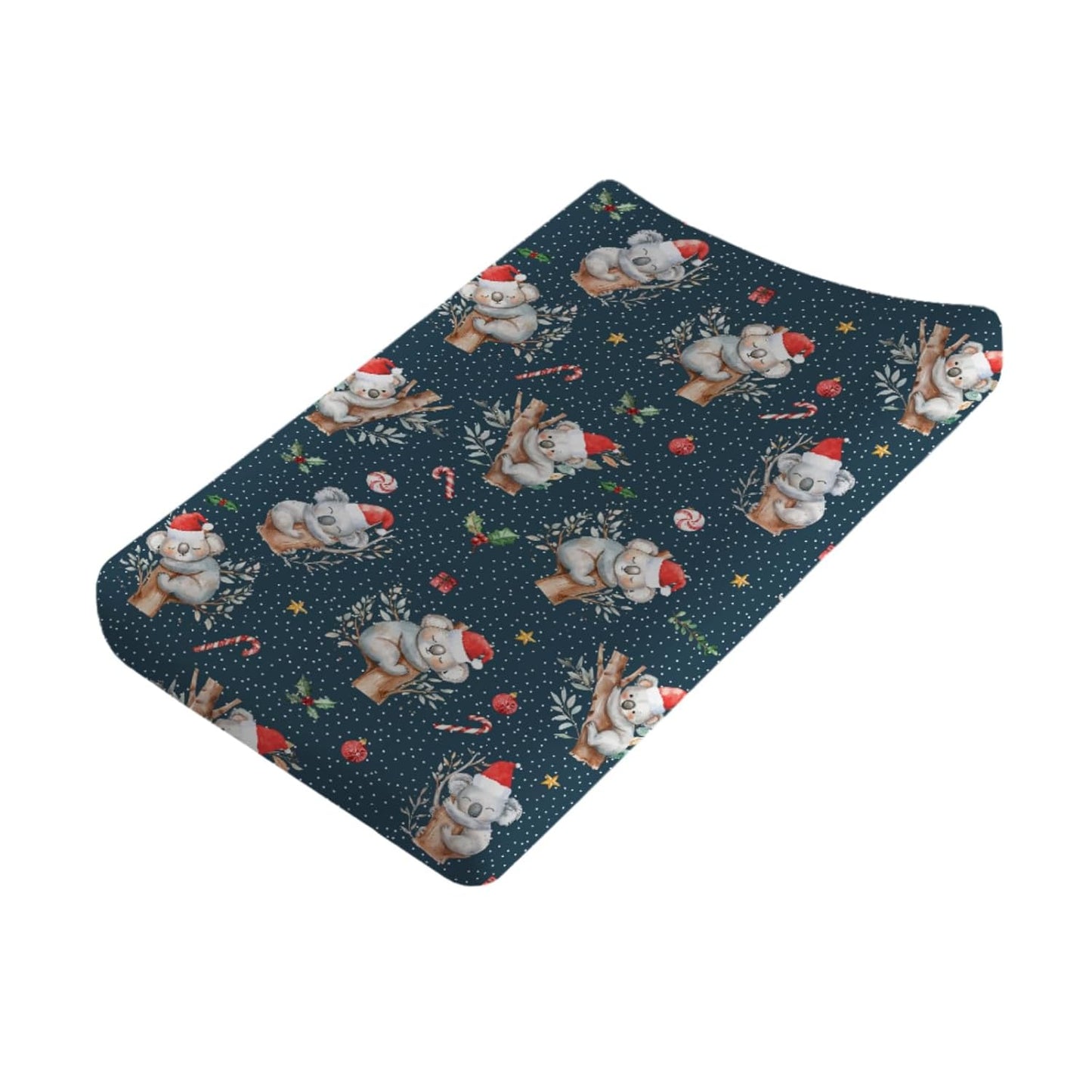 Christmas Koala Baby Changing Pad Covers Australian Animal Diaper Changing Table Sheets for Boy Girl Cute Koala Bears Santa Hat Branch Gift Soft Stretchy Fitted Baby Change Table Mats 32''x16''