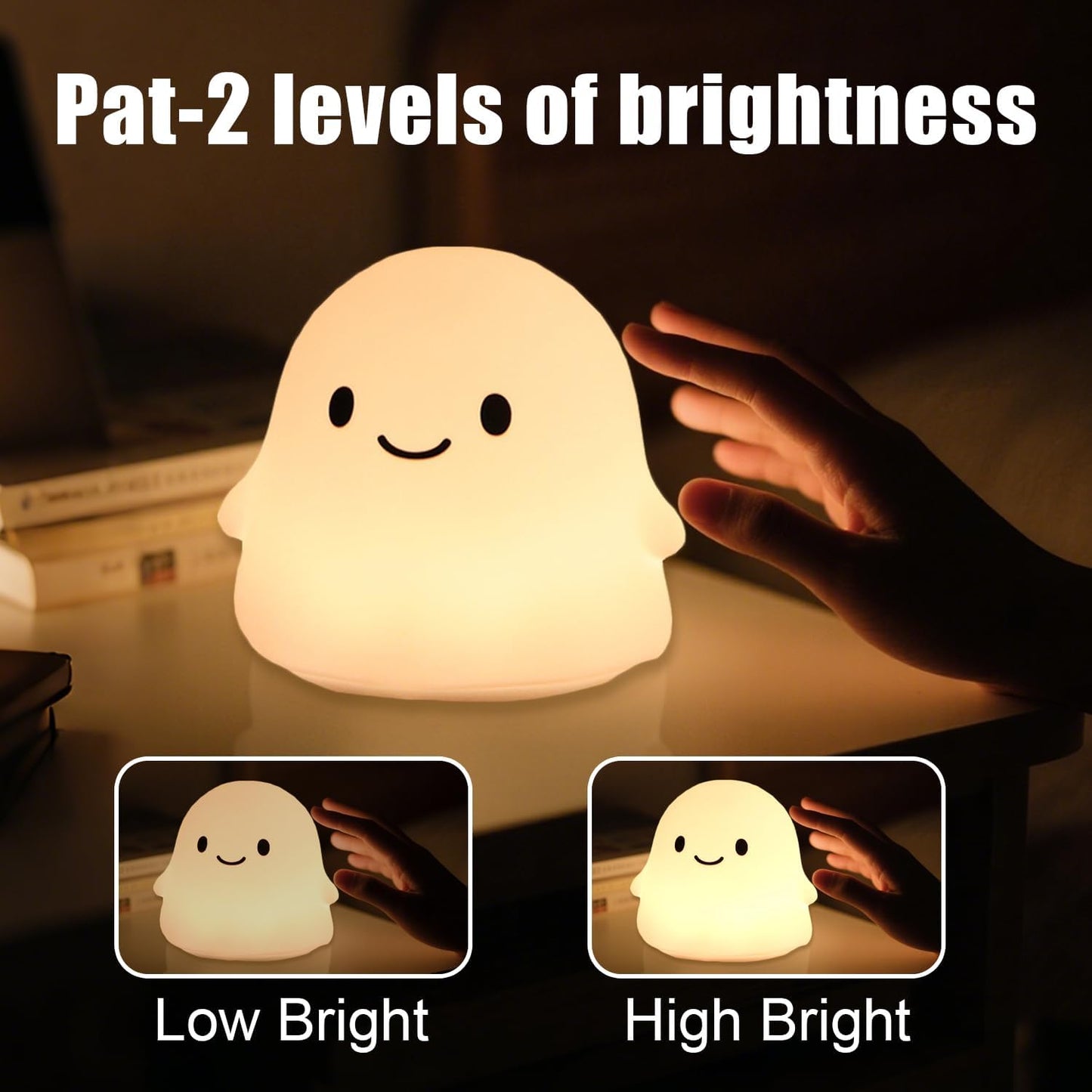Halloween Ghost Night Light, Kids Halloween Gifts - Cloud Nightlight, Halloween Decorations, Squishy Silicone, Dimmable, Rechargeable, 30-Min Timer, Bedroom Nursery Bedside, Room Decor