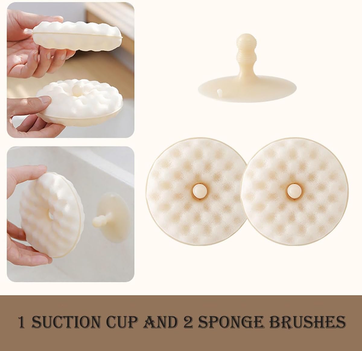Dual-Sided Dish Sponges 2 Pack with Suction Cup Holder for Kitchen Sink Cleaning, Dish Washing, and Scrubbing (Sponges Brush Set)