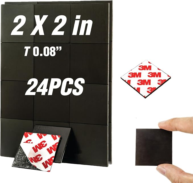 Stick On Magnets with Double Sided Adhesive Tape, Magnet Squares 2"x2"