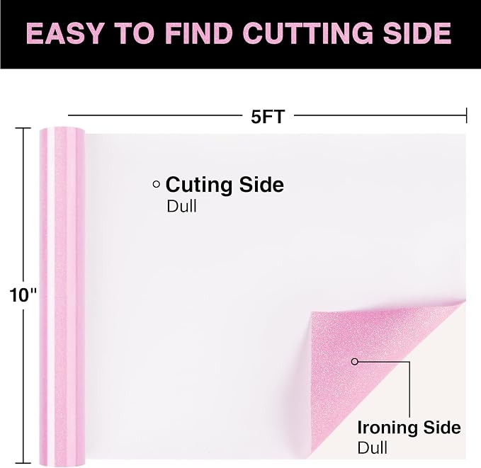 Pink Glitter HTV Heat Transfer Vinyl Roll 12inch x 5 ft