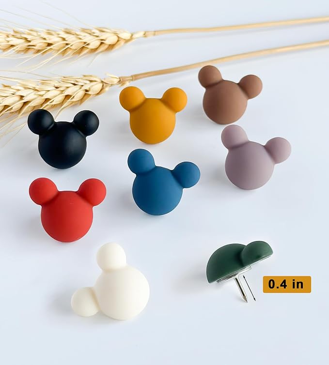 24 Pcs Cute Push pins, Colorful Decorative thumbtacks, Mouse Push pins