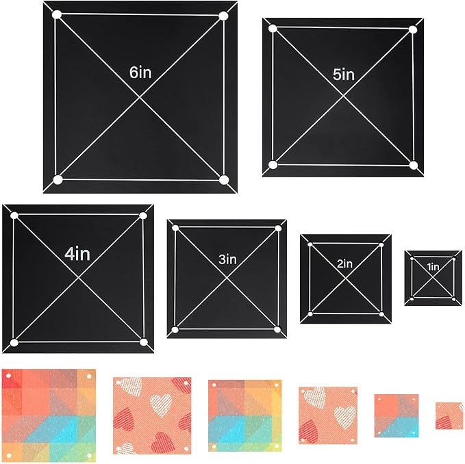 6 PCS 6 Size Square Quilting Template Set 1-6" Black Acrylic Quilting Templates