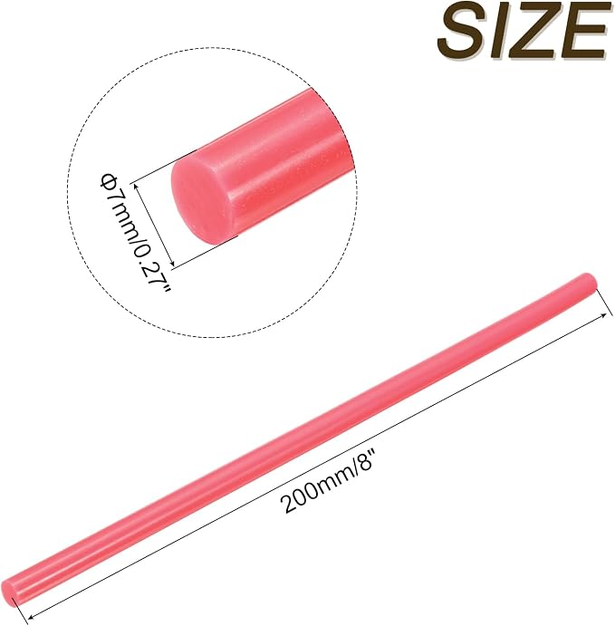 uxcell Mini Hot Glue Sticks for Glue Gun 7mm x 200mm Rose Red 12pcs