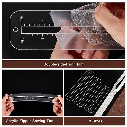 PH PandaHall 6pcs 3 Sizes Zipper Making Templates