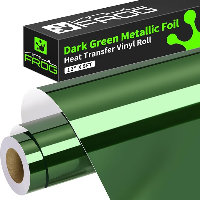 VINYL FROG Dark Green Metallic Foil Heat Transfer Vinyl Roll 12" x5ft Dark