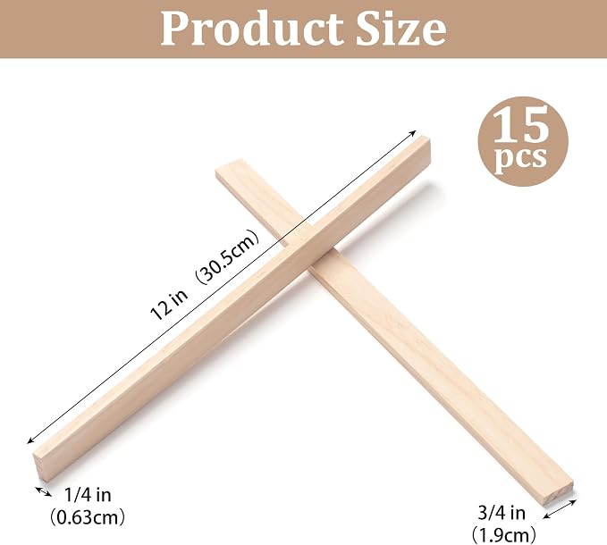 Wood Trim Wooden Strips Slats for Wall, Wooden Dowels Sticks for Crafts
