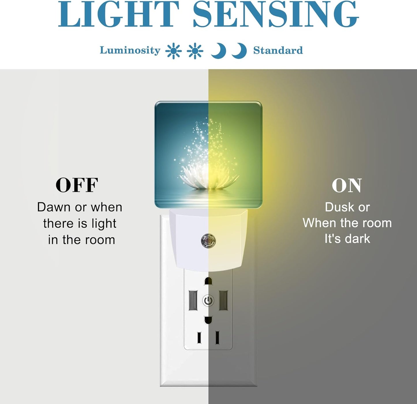 Magic Lotus Flower on Water Night Light Plug into Wall with Dusk to Dawn Sensor Cute Nightlight for Kid Girls Boys Women Men Room Decor, Hallway, Kitchen, Bathroom, Nursery, Stairs
