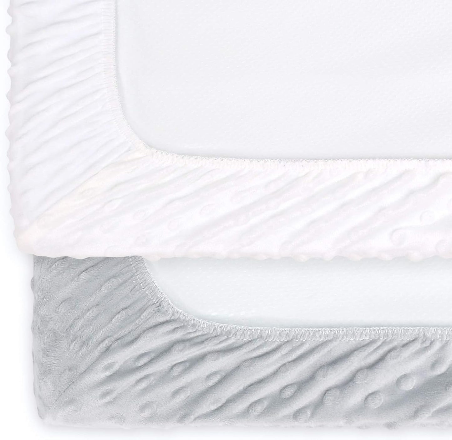 The Peanutshell Baby Girl or Boy Changing Pad Covers Set of 2 - Ultra Soft, Plush Baby Cover - Fits Standard Changing Table Pads, Durable, Machine Washable Sheets - Grey & White Minky
