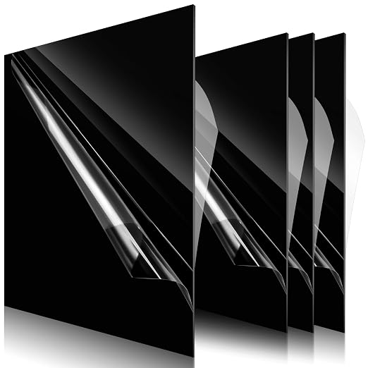 Outus 4 Pcs 1/16 Inch Thick Black Acrylic Sheet 12 x 12 Inch Black Acrylic