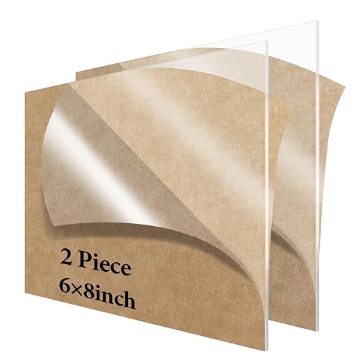 Acrylic Sheet 6 x 8 Lesnlok 2 Pieces Clear Plexiglass Sheets 1/8 inch Thick 3mm