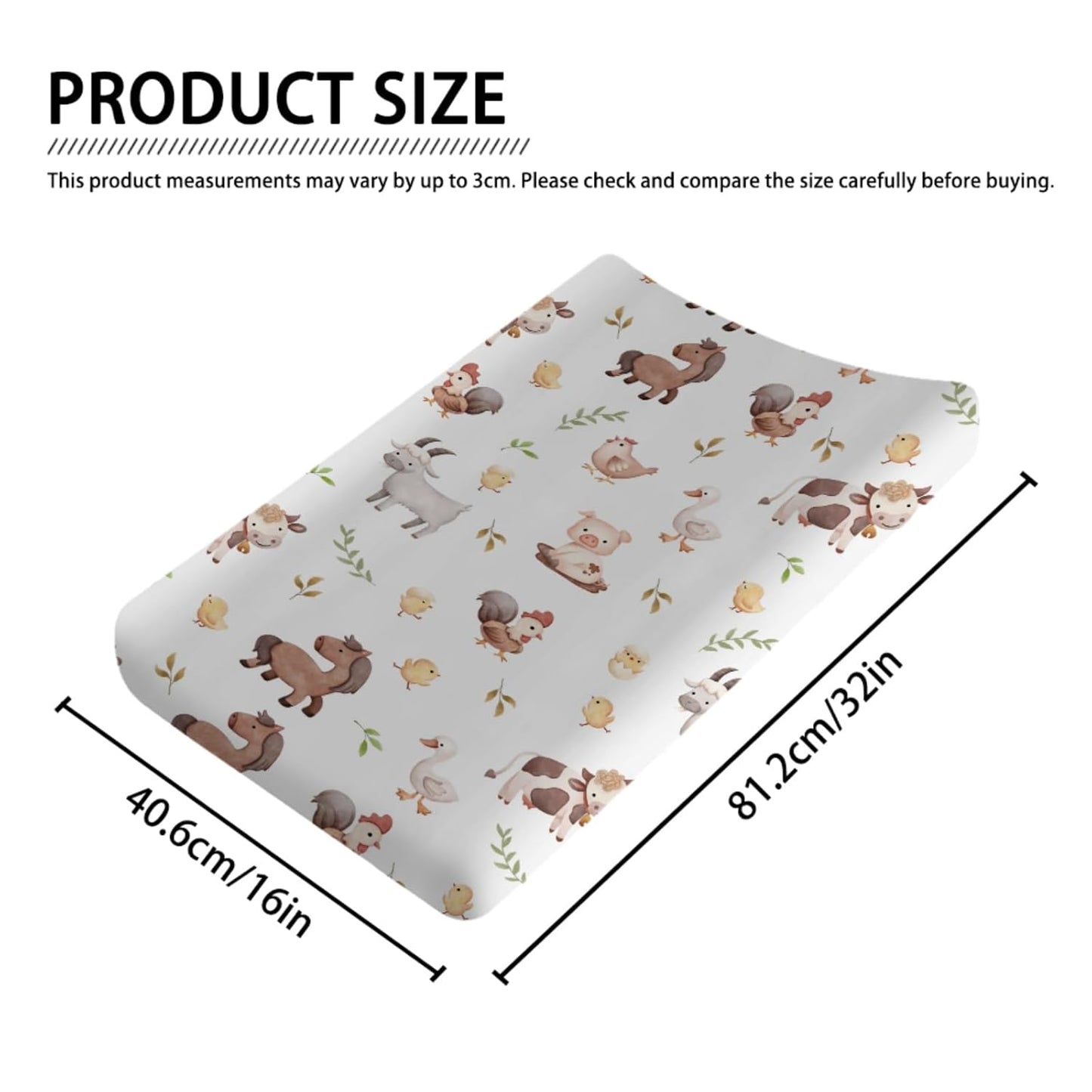 Baby Farm Life Changing Pad Covers for Boy Girl 32''x16'' Farm Animals Pig Goat Horse Cow Chick Rooster Duck Leaves Unisex Fitted Diaper Changing Pad Mats Soft Cradle & Bassinet Sheets