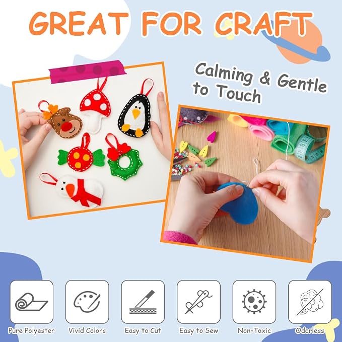 Ainiv 40pcs 6×6 inches Coloured Felt Fabric Sheets, Fabrics DIY Craftwork