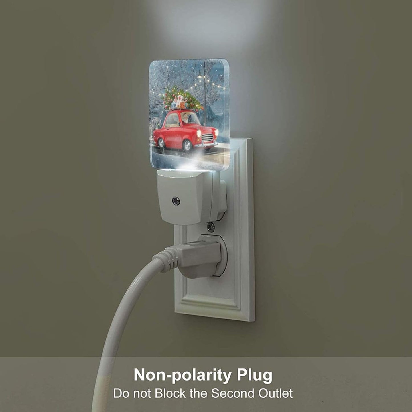 Santa Claus and Retro Car Night Light,Plug-in Nightlights Auto Sensor Night Lamp Dusk to Dawn Lamp Home Decor for Nursery Children Girls Boys