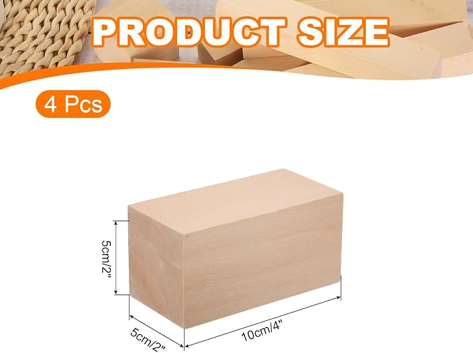 MECCANIXITY 4Pcs Basswood Carving Block, Arts Decoration, Crafts Whittling