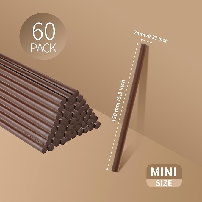 MATUFF Brown Hot Glue Sticks Mini 0.27" x 5.9 inches, Hot Melt Mini Colored