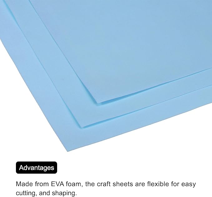 MECCANIXITY EVA Foam Sheets Light Blue 19.7 Inch x 35.4 Inch 1mm Thick Crafts