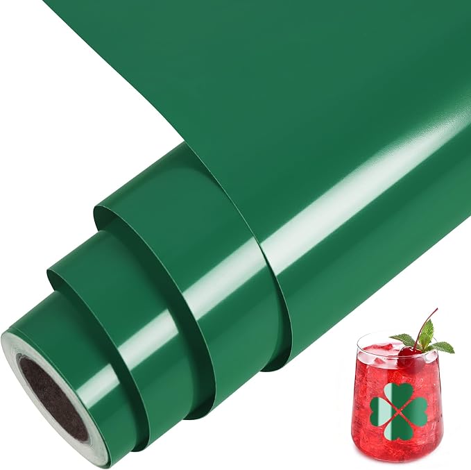 TORC Green Permanent Vinyl 12" x 14 FT Glossy Christmas Green Adhesive Vinyl