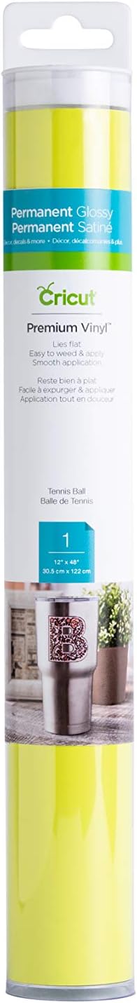 Cricut Premium Permanent Vinyl, Tennis Ball - 4ft Roll - Compatible