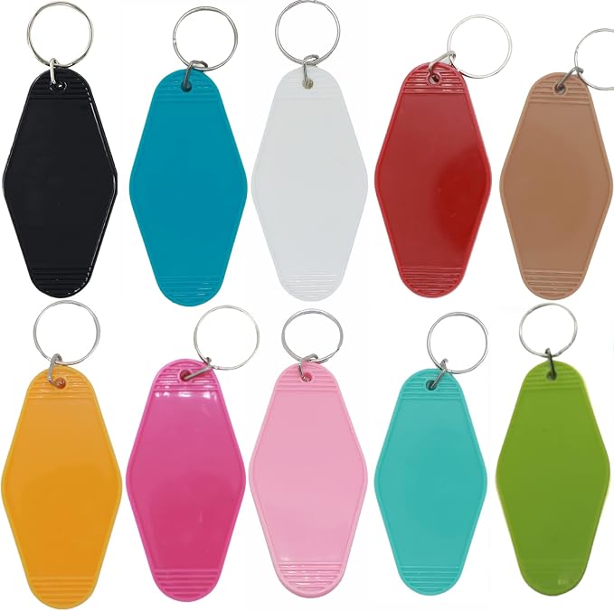 10pcs Blank Hotel Keychains Bulk Vintage Motel Keychain Vinyl HTV printing