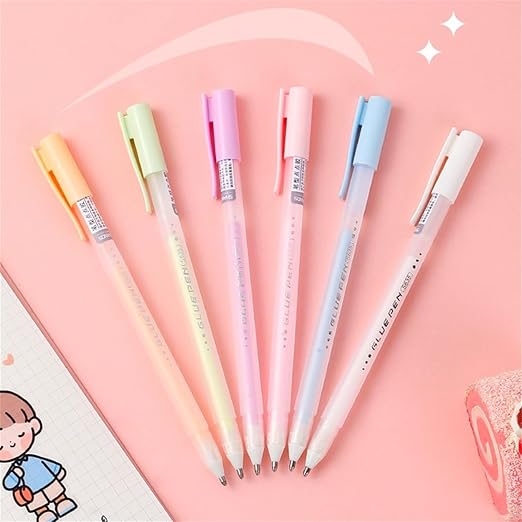 Scrapbook Quick Dry Glue Pen 6PCS Set, Crafting Color Spot Glue Pen Liquid Glue