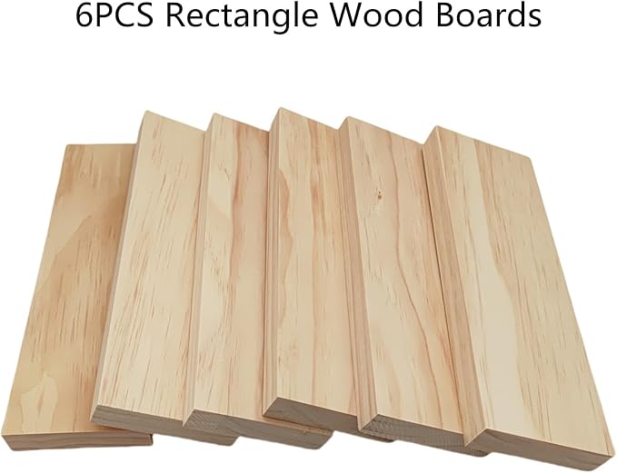 6PCS Rectangle Wood Boards Unfinished Wood Blocks