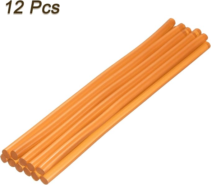 uxcell Mini Hot Glue Sticks for Glue Gun 7mm x 200mm Transparent Orange 12pcs