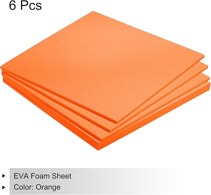 MECCANIXITY EVA Foam Sheets Orange 9.8 Inch x 9.8 Inch 5mm Thick Crafts Foam