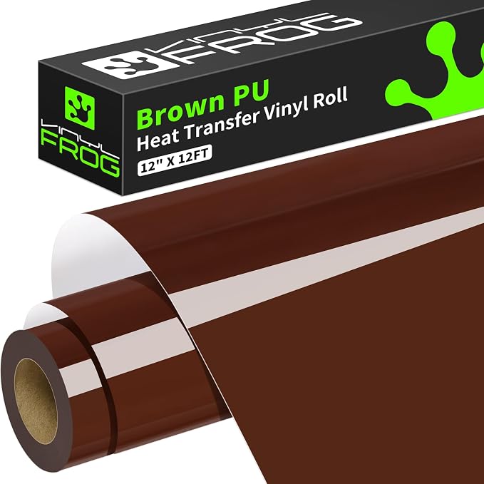 VINYL FROG Brown Heat Transfer Vinyl Roll 12" x12ft Matte HTV Vinyl | Brown