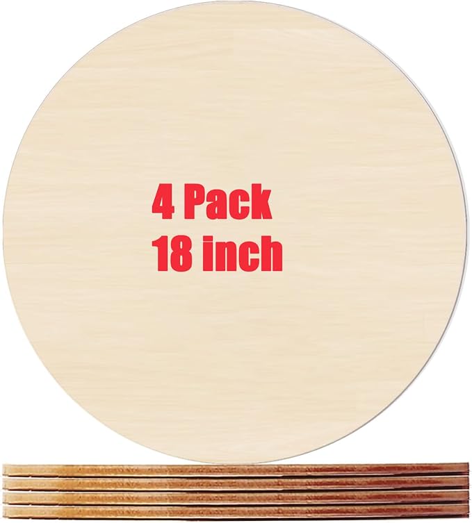 4 Pack Plywood Round Board for Crafts-18 x 18 Inch Circle Sheets