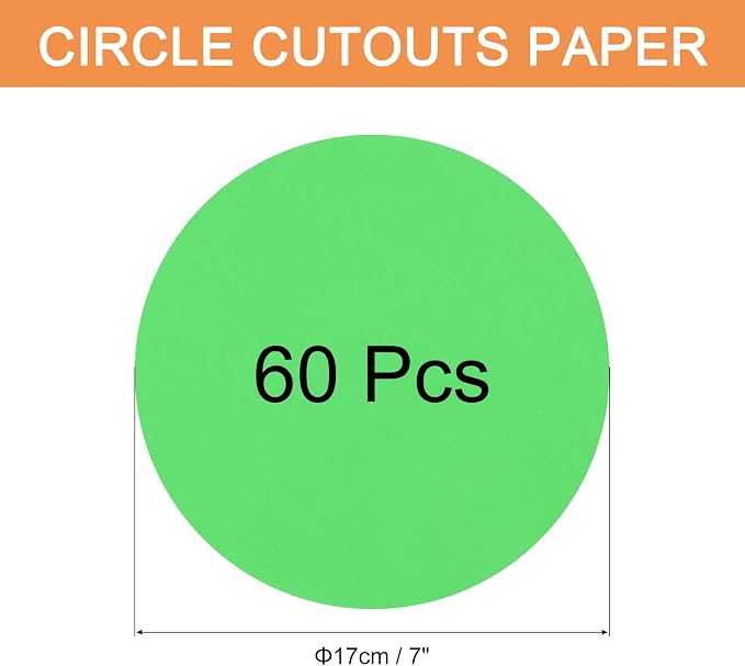 MECCANIXITY 60 PCS Dark Green Color Circle Cutouts Paper 7 Inch Round Card