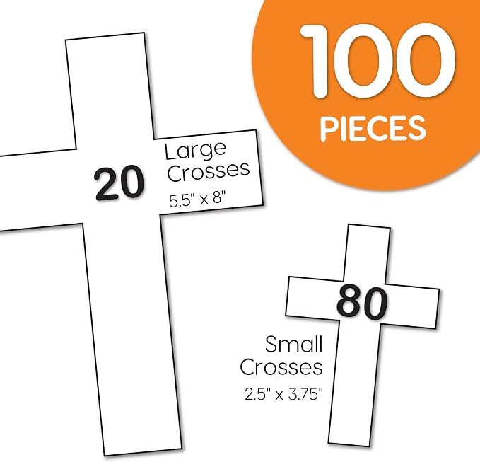 FreshCut Crafts 100 Pieces White Cross Cutouts