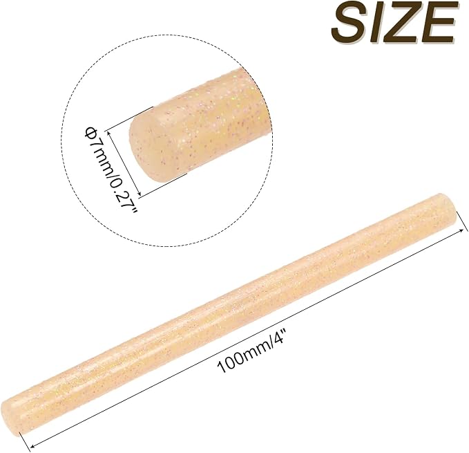 uxcell Mini Hot Glue Sticks for Glue Gun 7mm x 100mm Glitter Light Orange 12pcs