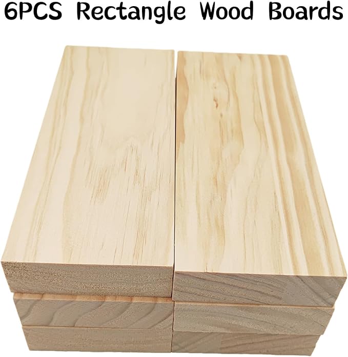 6PCS Rectangle Wood Boards Unfinished Wood Blocks