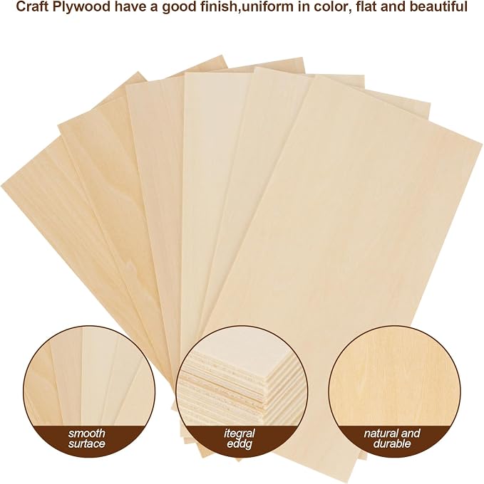 6 Pack Basswood Sheets for Crafts 12"x16"x1/8", 3mm Thick Plywood Sheets Board