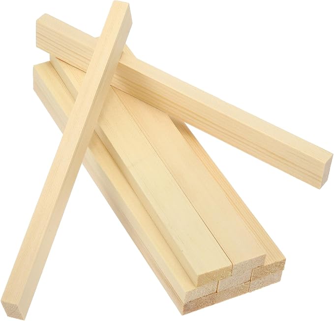MECCANIXITY 10Pcs Wood Strips Slats, 5/16" x 7/8" x 8" Thin Wood Sticks Flat