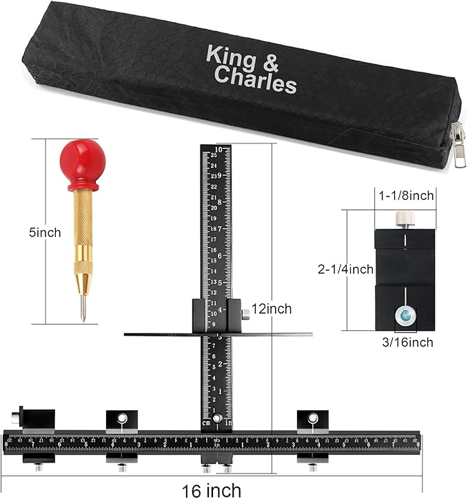 King&Charles Aluminum Cabinet Hardware Jig&Auto Center Punch | Avoid Jitter