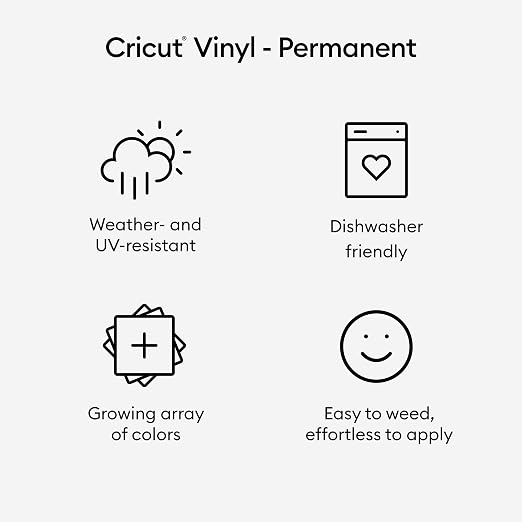 Cricut Premium Permanent Vinyl Roll, Dishwasher-Safe & Fade-Proof, Compatible