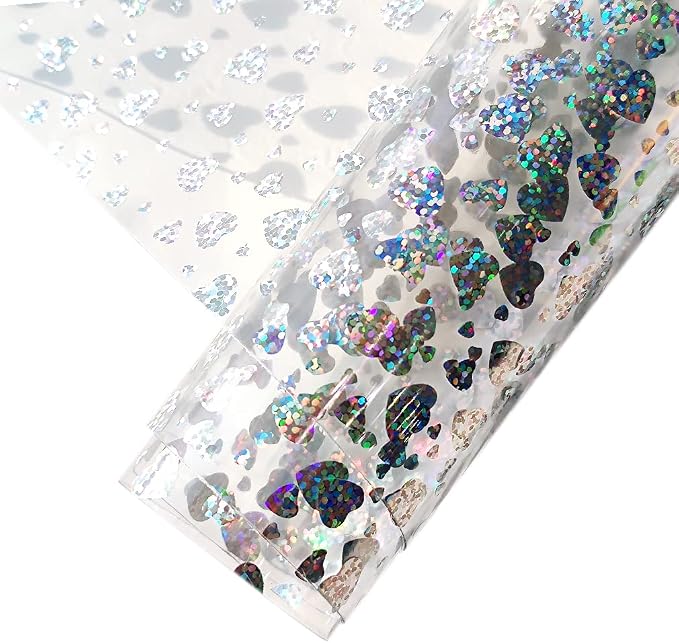 HYANG Transparent Love PVC Super Clear Holographic Vinyl Faux Leather Sheets 1