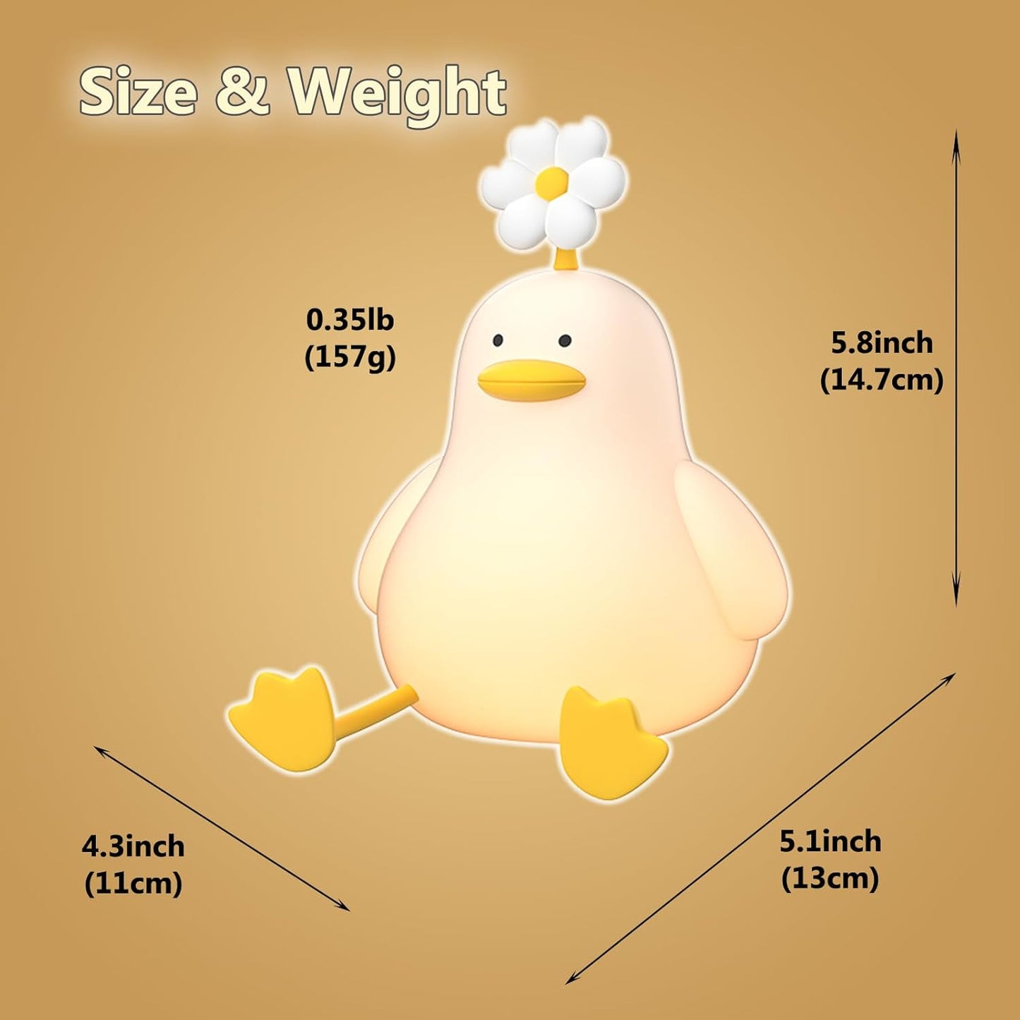 Cute Cartoon Nursery Night Lights, Animal Design Safe Silicone Soft LED Nursery Lamp for Toddler Room Decoration (Flower Duck)
