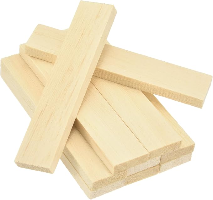 MECCANIXITY 10Pcs Wood Strips Slats, 1/4" x 7/8" x 4" Thin Wood Sticks Flat