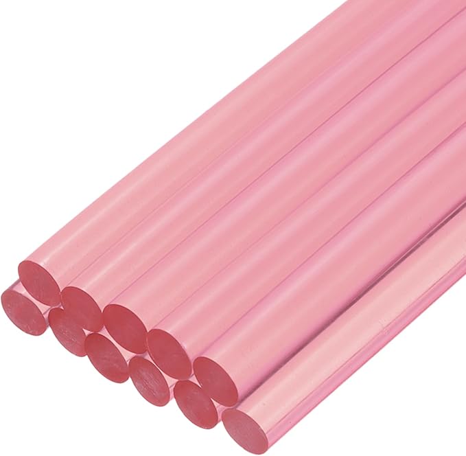 uxcell Mini Hot Glue Sticks for Glue Gun 7mm x 100mm Transparent Pink 12pcs