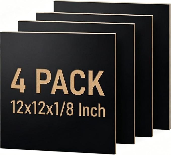 4 Pack Black Basswood Sheets for Crafts, DIY Ornaments & Architectural Models