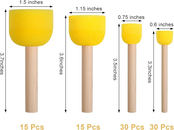 vivinin 90 Pcs Round Sponges Brush Set, Round Sponge Brushes