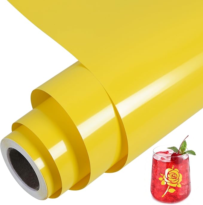 TORC Yellow Permanent Vinyl 12" x 14 FT Glossy Yellow Adhesive Vinyl Roll