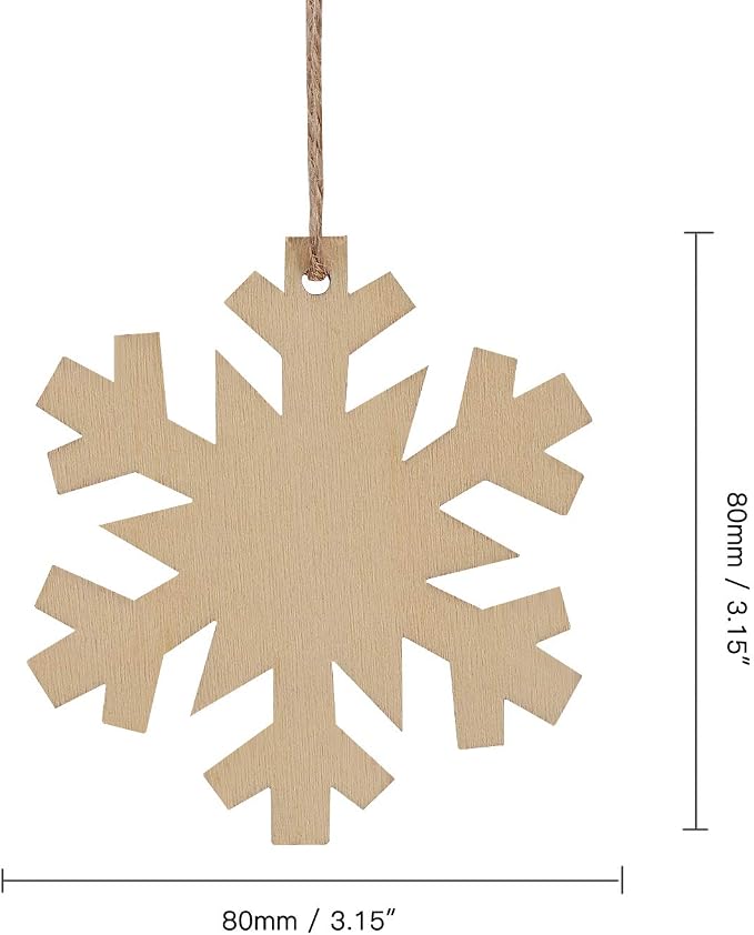 Unfinished Wooden Christmas Ornaments-Tmflexe 50-Pack Paintable Blank Xmas Tree