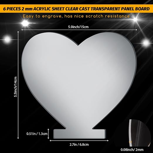 6 Pieces 2 mm Acrylic Sheet Transparent LED Film