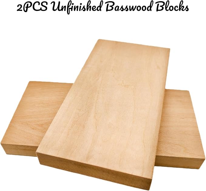 2PCS Unfinished Basswood Blocks