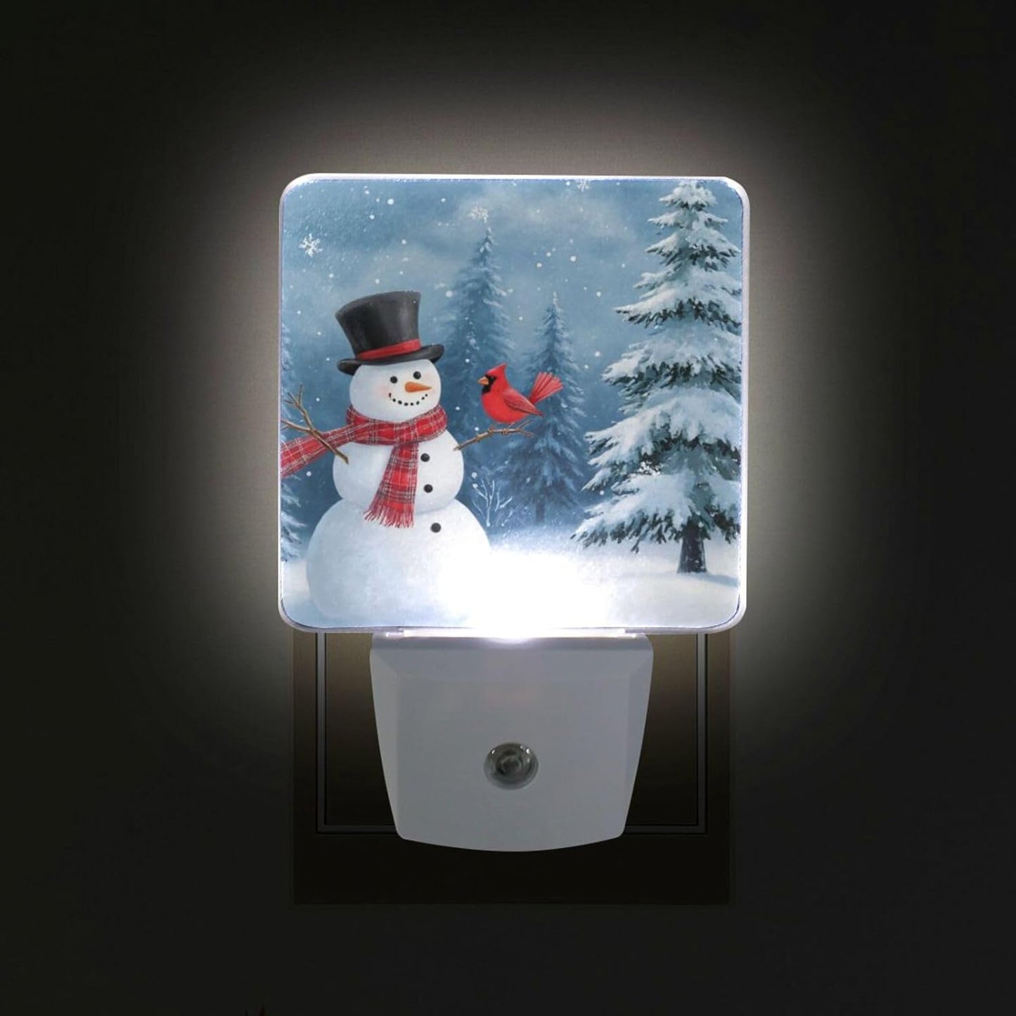 Aslsiy Night Light for Kids Cute Snowman Red Bird Forest (2) Plug in Wall Lamp LED Dusk to Dawn Sensor Energy Saving Nightlight for Boys Girls Men Women