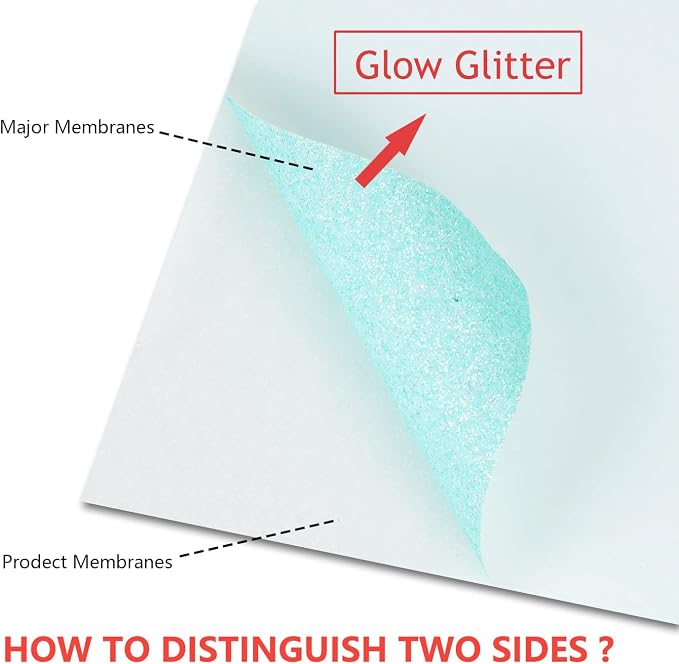guangyintong Heat Transfer Vinyl Glow Glitter Cyan HTV Rolls, Glitter Cyan HTV